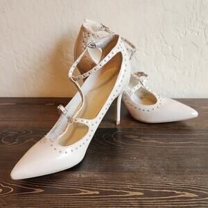 Marc Fisher Women's United 2 Nude Studded T-Strap Stiletto Heels - Size 7
